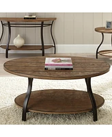 Steve Silver Denise 47" Oval Wood and Metal Cocktail Table