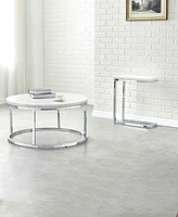 Steve Silver Echo 36" Round Marble and Chrome Cocktail Table