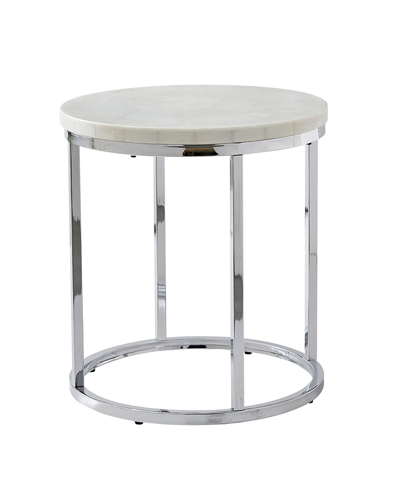 Steve Silver Echo 22" Round Marble and Chrome End Table