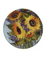 Certified International Sunflower Bouquet Set of 4 Salad Plate 9"