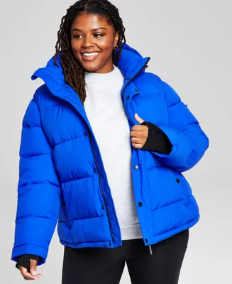 BCBGeneration Women's Plus High-Low Hooded Puffer Coat