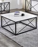 Steve Silver Skyler 36" Square Marble and Metal Cocktail Table