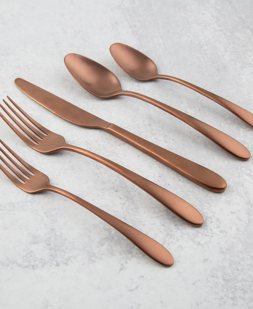 Cambridge Silversmiths Poet Copper Satin 20 Piece 18/10 Stainless Steel Flatware Set, Service for 4