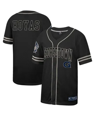 Men's Colosseum Black Georgetown Hoyas Free Spirited Mesh Button-Up Baseball Jersey