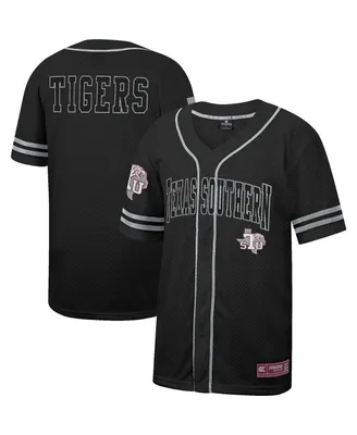 Men's Colosseum Black Texas Southern Tigers Free Spirited Mesh Button-Up Baseball Jersey