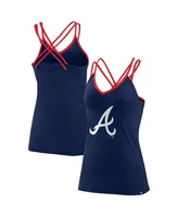 Women's Fanatics Navy Atlanta Braves Barrel It Up Cross Back V-Neck Tank Top