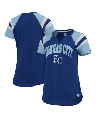 Women's Starter Royal,Blue Kansas City Royals Game On Notch Neck Raglan T-shirt