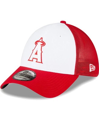 Men's New Era Red, White Los Angeles Angels 2023 On-Field Batting Practice 39THIRTY Flex Hat