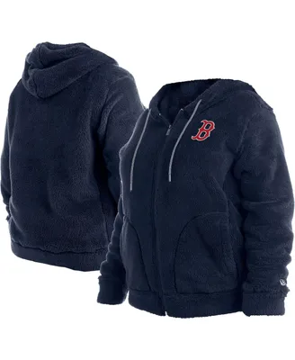 Women's New Era Navy Boston Red Sox Plus Size Sherpa Full-Zip Jacket