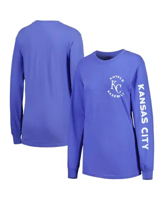 Women's Soft As A Grape Royal Kansas City Royals Team Pigment Dye Long Sleeve T-shirt