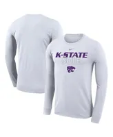 Men's Nike White Kansas State Wildcats On Court Bench Long Sleeve T-shirt