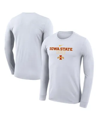 Men's Nike White Iowa State Cyclones On Court Bench Long Sleeve T-shirt