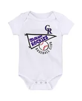 Infant Boys and Girls Purple, White, Heather Gray Colorado Rockies Biggest Little Fan 3-Pack Bodysuit Set