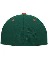 Men's adidas Green, Orange Miami Hurricanes On-Field Baseball Fitted Hat