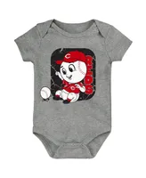 Infant Boys and Girls Red, White, Heathered Gray Cincinnati Reds 3-Pack Change Up Bodysuit Set