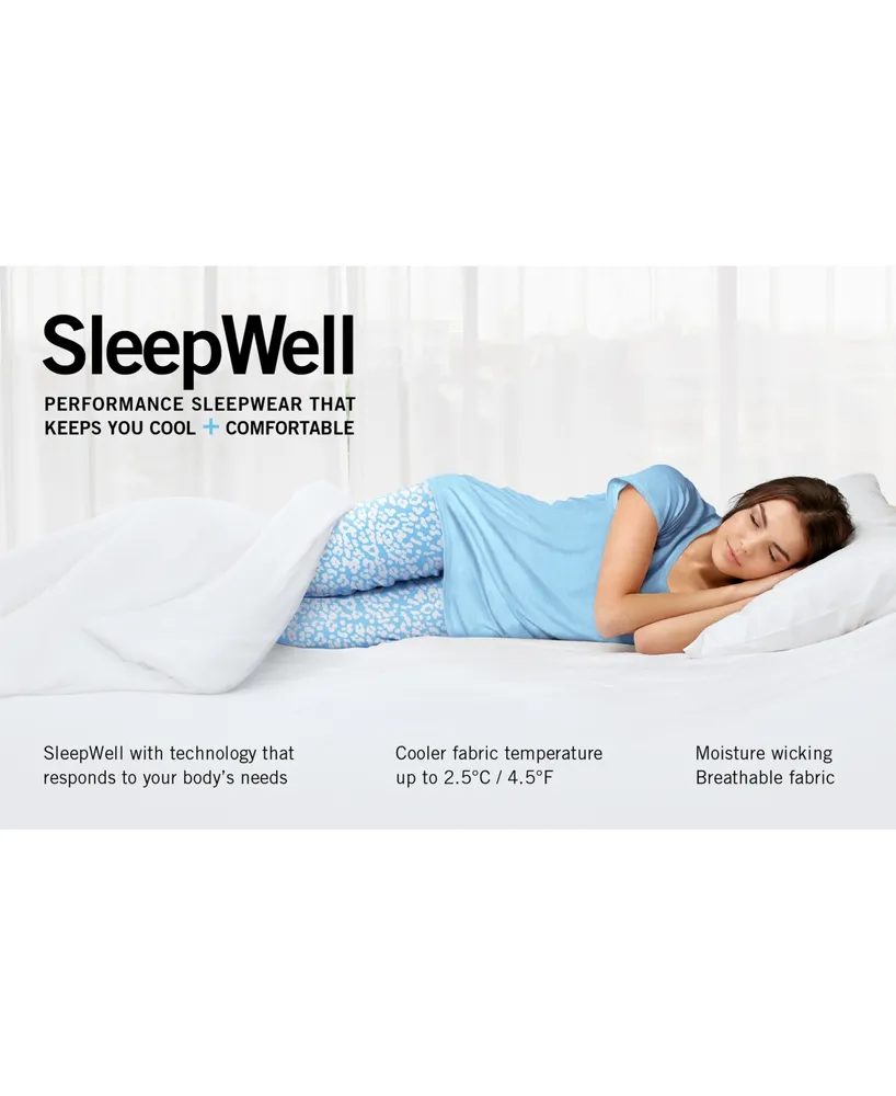 Hue Womens Plus Sleepwell Printed Knit Capri Pajama Pant made with Temperature Regulating Technology