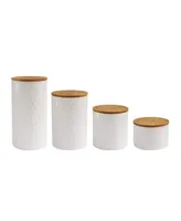 American Atelier Diamond Embossed White 4 Piece Canister Set