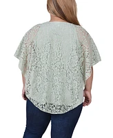 Ny Collection Plus Lace Poncho Top with Bar