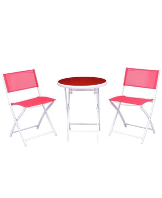 Costway 3 Pcs Folding Bistro Table Chairs Set Garden Backyard Patio Furniture