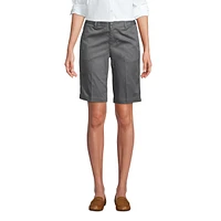 Lands' End Women's School Uniform Plain Front Blend Chino Shorts