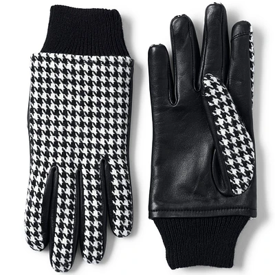 Lands' End Women's Ez Touch Screen Lined Leather Gloves