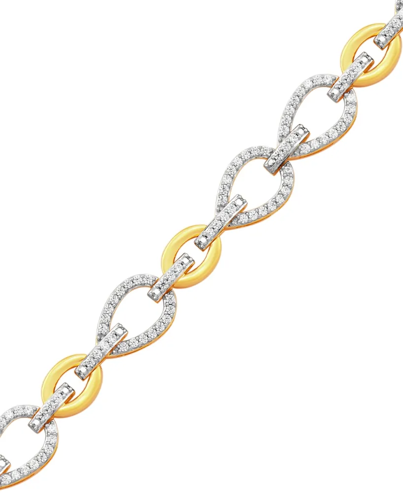 Diamond Open Pear Link Bracelet (1 ct. t.w.) in 14k Gold-Plated Sterling Silver - Gold