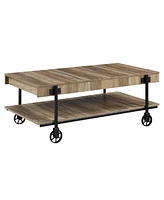 Furniture of America Luther 3 Piece Steel Industrial Coffee End Table Set