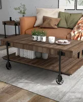 Furniture of America Luther 2 Piece Steel Industrial Coffee End Table Set