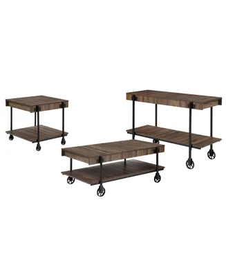 Furniture of America Luther 3 Piece Steel Industrial Coffee End Table Set