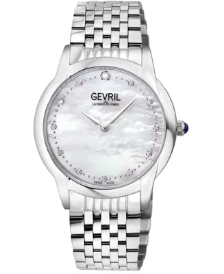 Gevril Women's Airolo Swiss Quartz Silver-Tone Stainless Steel Watch 36mm
