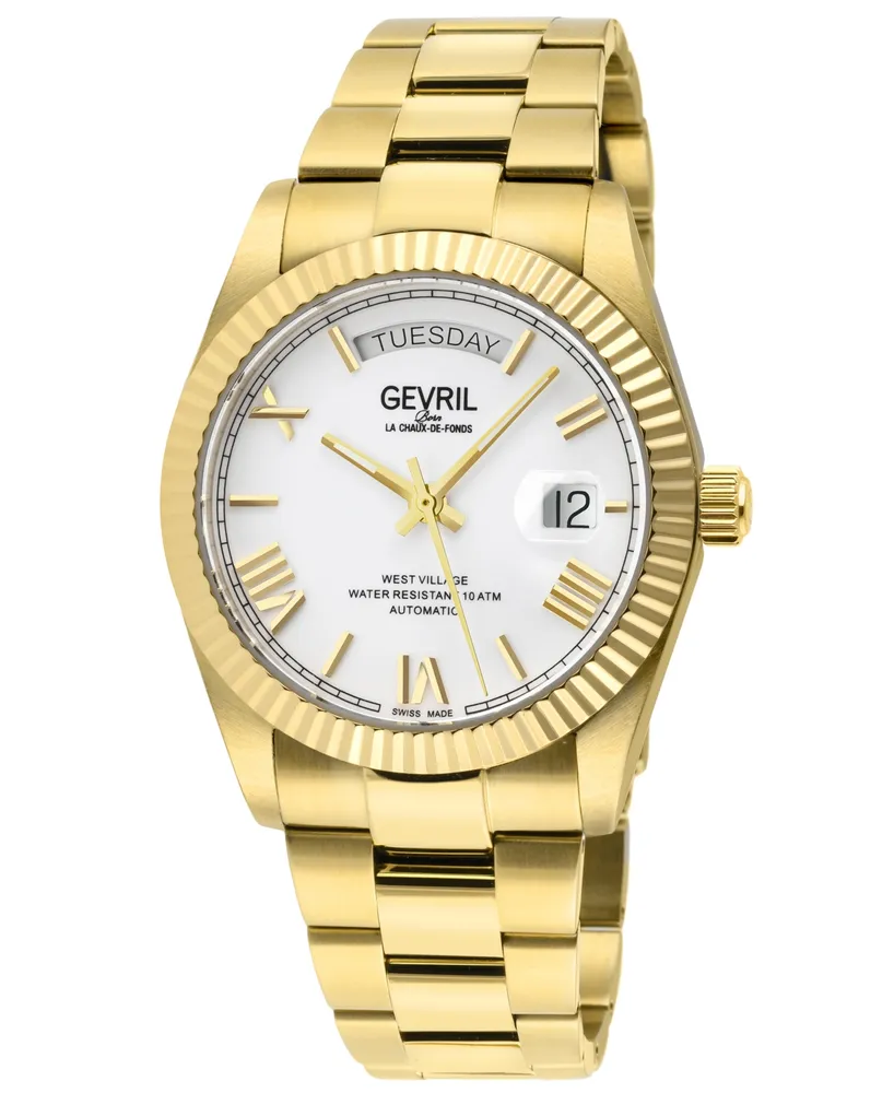 Gevril Men's West Village Swiss Automatic Gold-Tone Stainless Steel Watch 40mm