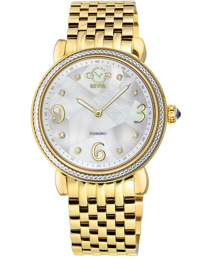 GV2 by Gevril Women's Ravenna Swiss Quartz Gold-Tone Stainless Steel Watch 37mm