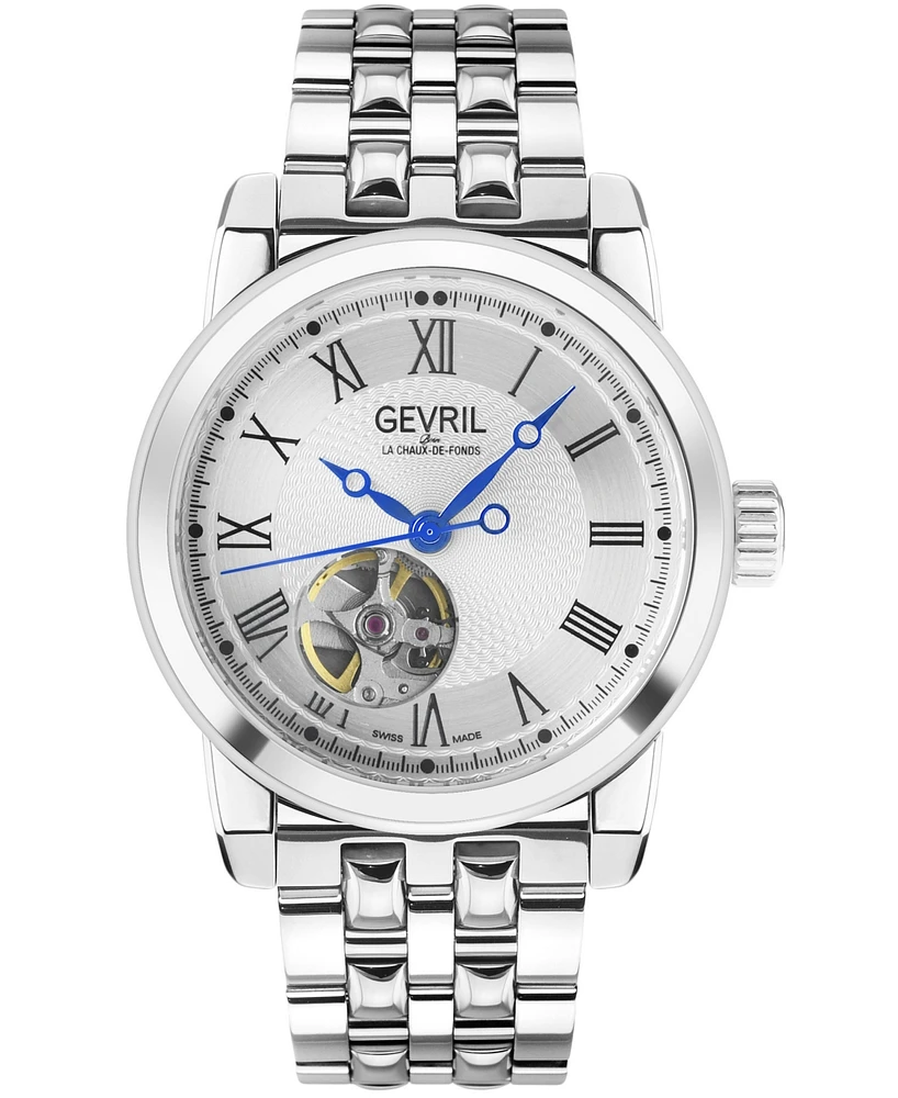 Gevril Men's Madison Swiss Automatic Silver-Tone Stainless Steel Watch 39mm