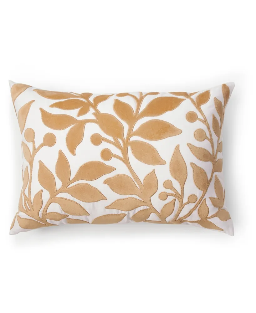 Charter Club Damask Designs Floral Silhouette Velvet Applique Decorative Pillow, 14" x 20", Exclusively at Macy's