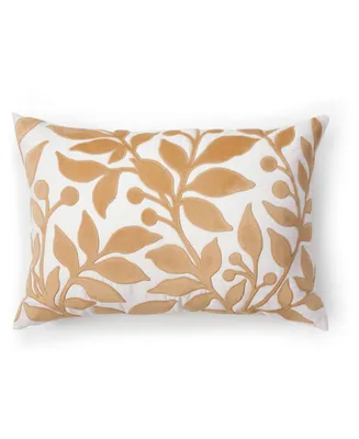 Charter Club Damask Designs Floral Silhouette Velvet Applique Decorative Pillow, 14" x 20", Created for Macy's