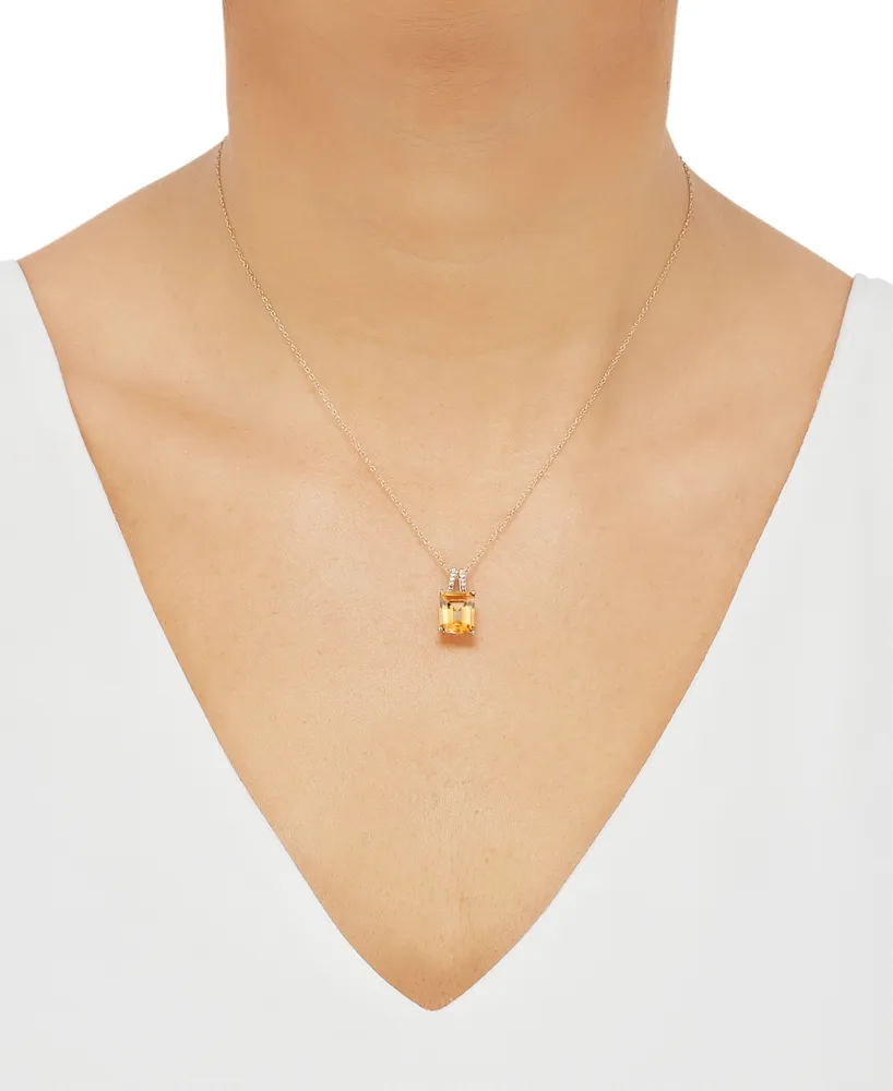 Citrine (3 ct. t.w.) & Diamond Accent 18" Pendant Necklace in 14k Gold