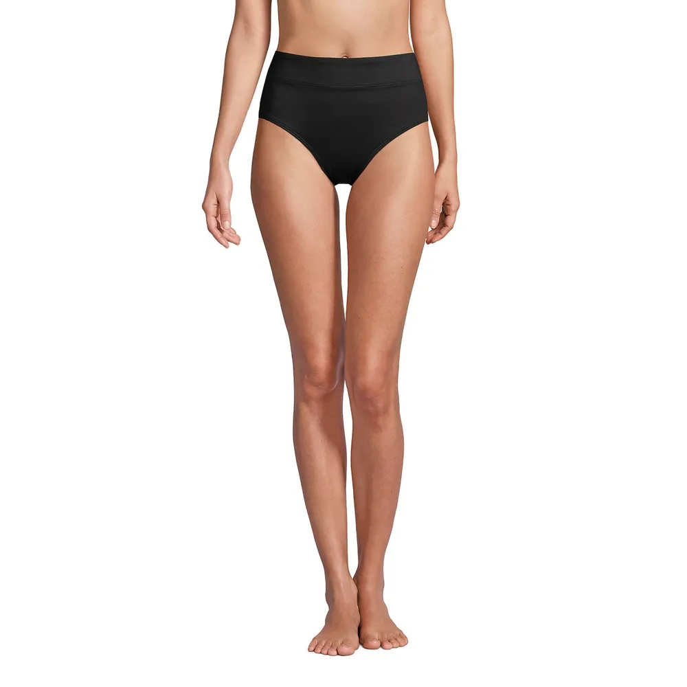 Lands' End Women's Long Tummy Control High Waisted Bikini Swim Bottoms