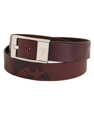 Men's Iowa Hawkeyes Brandish Leather Belt - Brown