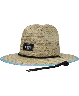 Big Boys Billabong Natural, Blue Tides Print Lifeguard Straw Hat