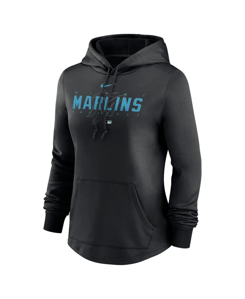 Women's Nike Black Miami Marlins Authentic Collection Pregame Performance Pullover Hoodie