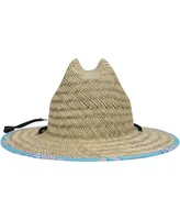 Big Boys Billabong Natural, Blue Tides Print Lifeguard Straw Hat