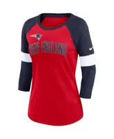 Women's Nike New England Patriots Heather Red/Heather Navy Football Pride Raglan 3/4-Sleeve T-shirt