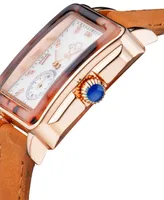 GV2 by Gevril Women's Bari Tortoise Swiss Quartz Tan Leather Watch 30mm x 34mm