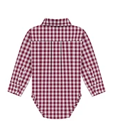 Andy & Evan Baby Boys Maroon Gingham Classic Button-down Shirt