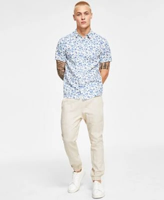Sun Stone Mens Julius Regular Fit Floral Print Button Down Shirt Charles Slim Fit Textured Joggers Created For Macys