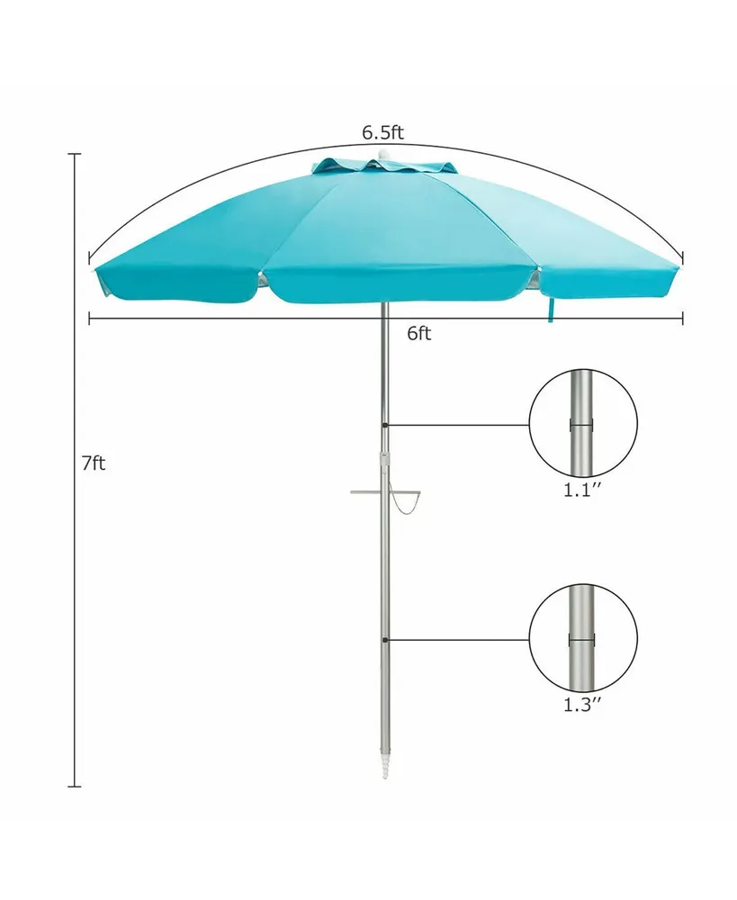 6.5FT Patio Beach Umbrella Sun Shade Tilt