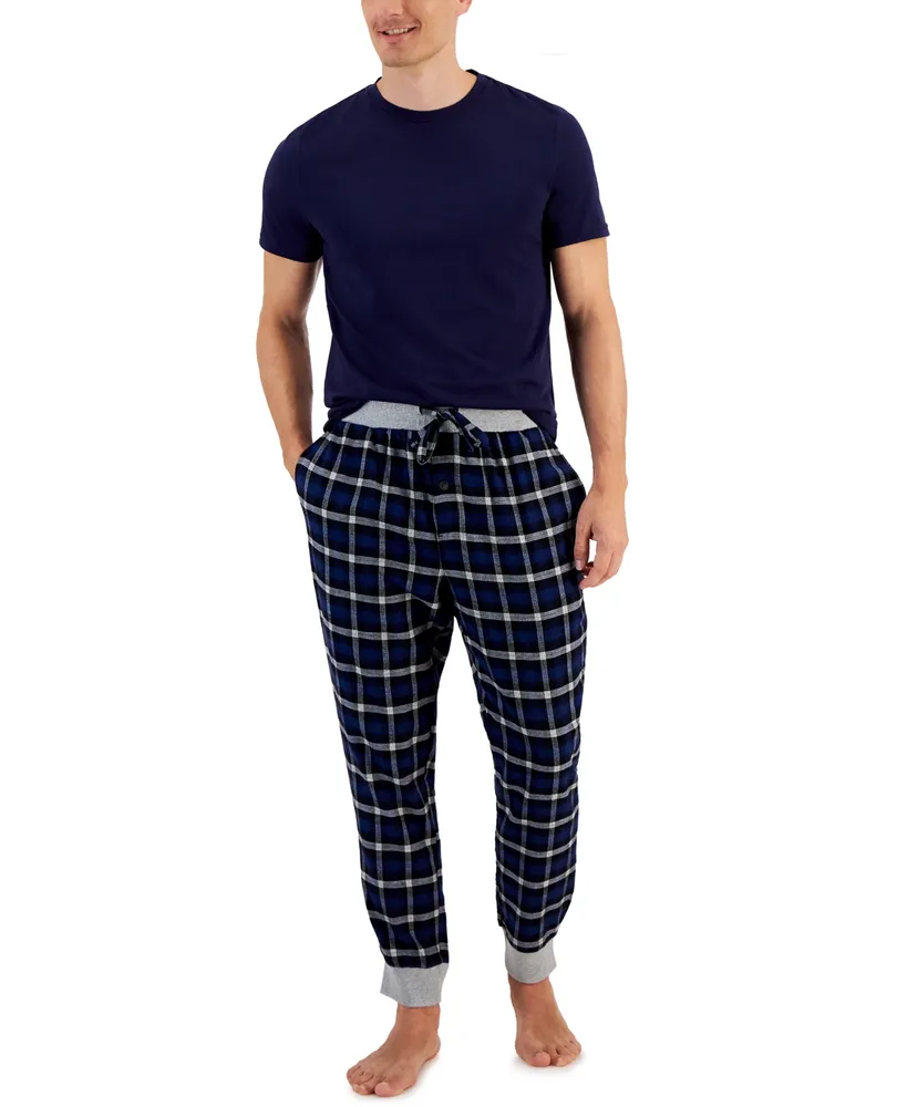 Club Room Men's Plaid Pajama Pants & Solid Top Set, Created for Macy's