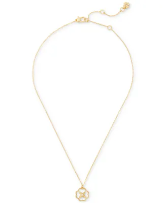 Kate Spade New York Gold-Tone Heritage Bloom Mother-of-Pearl Pendant Necklace, 16" + 3" extender