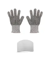 Cutlery Pro Safety Cutting Kit, Level-5 Mesh Safety Gloves (1-Pair, Fits Most Adults), 2 Stainless Steel Finger Guards