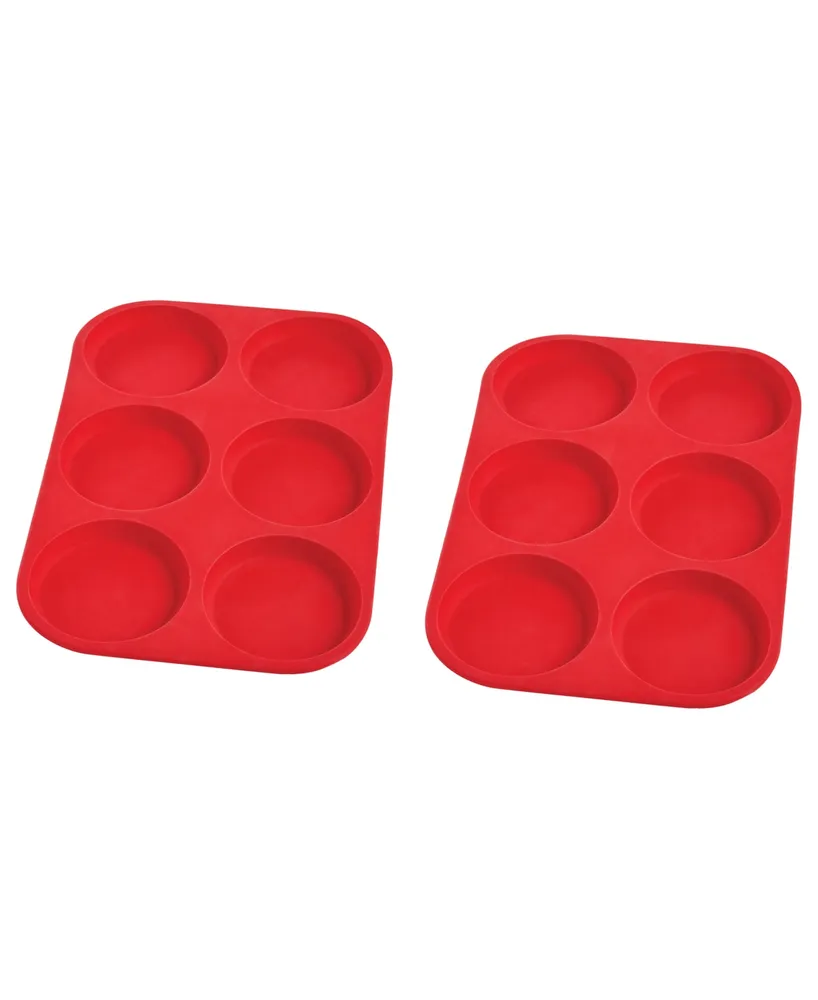 Mrs. Anderson's Baking Set of 2 Silicone Scone Pan, BPA Free, Non-Stick European-Grade Silicone, 10.63 x 9.65 x 1.18 - Red